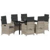 Zahradní jídelní souprava 7 pcs Světle šedá polyratan 3380299