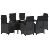 Zahradní jídelní souprava s polštářem 7 pcs Černá polyratan 3380313
