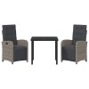 Zahradní jídelní souprava 3 pcs Šedá polyratan 3380323