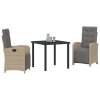 Zahradní jídelní souprava s polštářem 3 pcs Béžová polyratan 3380337