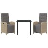 Zahradní jídelní souprava s polštářem 3 pcs Béžová polyratan 3380337