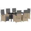 Zahradní jídelní souprava 7 pcs Béžová polyratan 3380341