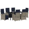 Zahradní jídelní souprava 7 pcs Šedá polyratan 3380362