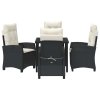 Zahradní jídelní souprava s polštářem 5 pcs Černá polyratan 3380366