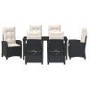 Zahradní jídelní souprava 7 pcs Černá polyratan 3380369