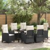 Zahradní jídelní souprava s polštářem 7 pcs Černá polyratan 3380369