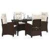 Zahradní jídelní souprava s polštářem 5 pcs Hnědá polyratan 3380381