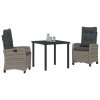 Zahradní jídelní souprava s polštářem 3 pcs Šedá polyratan 3380386