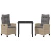 Zahradní jídelní souprava 3 pcs Béžová polyratan 3380400