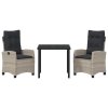 Zahradní jídelní souprava 3 pcs Světle šedá polyratan 3380407