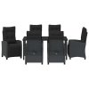 Zahradní jídelní souprava s polštářem 7 pcs Černá polyratan 3380425
