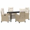 Zahradní jídelní souprava 5 pcs Béžová polyratan 3380444
