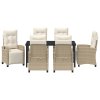Zahradní jídelní souprava s polštářem 7 pcs Béžová polyratan 3380446