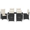 Zahradní jídelní souprava 7 pcs Černá polyratan 3380481