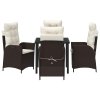 Zahradní jídelní souprava s polštářem 5 pcs Hnědá polyratan 3380492