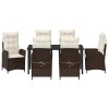 Zahradní jídelní souprava s polštářem 7 pcs Hnědá polyratan 3380495