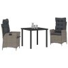 Zahradní jídelní souprava 3 pcs Šedá polyratan 3380498