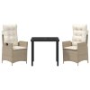 Zahradní jídelní souprava 3 pcs Béžová polyratan 3380505