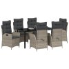 Zahradní jídelní souprava 7 pcs Světle šedá polyratan 3380523