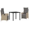 Zahradní jídelní souprava 3 pcs Béžová Poly ratan 3380561