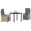 Zahradní jídelní souprava 3 pcs Béžová Poly ratan 3380561