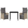 Zahradní jídelní souprava 3 pcs Béžová Poly ratan 3380561