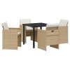 Zahradní jídelní souprava 5 pcs Béžová polyratan 3380605