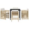 Zahradní jídelní souprava 5 pcs Béžová Poly ratan 3380661
