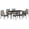 Zahradní jídelní souprava 7 pcs Černá polyratan 3380817