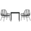 Zahradní jídelní souprava 3 pcs Černá polyratan 3380855