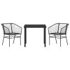 Zahradní jídelní souprava 3 pcs Černá polyratan 3380890