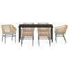 Zahradní jídelní souprava 7 pcs Hnědá Poly ratan 3380929
