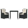 Zahradní jídelní souprava 3 pcs Černá polyratan 3380939