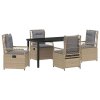 Zahradní jídelní souprava 5 pcs Béžová polyratan 3381004