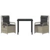 Zahradní jídelní souprava 3 pcs Světle šedá polyratan 3381016