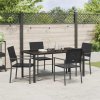 Zahradní jídelní souprava 5 pcs Černá Poly ratan 3379082