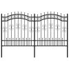Zahradní plot s kopím nahoře černý 240 x 125 cm, práškově lakovaná ocel 151086