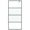 Sprchová zástěna walk-in černá 90x195 cm napůl mléčné ESG sklo 152126