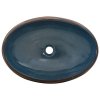 Umyvadlo na desku hnědé a modré oválné 59 x 40 x 15 cm keramika 155087