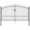 Dvoukřídlá zahradní brána s hroty ocelová 3 x 1,75 m černá 145737