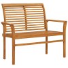 Zahradní lavice s béžovou poduškou 112 cm masivní teak 3062652