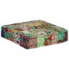 Sedací puf patchwork čtverec ručně vyrobený 50x50x12 cm zelený 246576