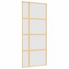 Posuvné dveře zlaté 90 x 205 cm mléčné ESG sklo a hliník 155194