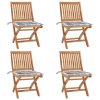 Skládací zahradní židle s poduškami 4 ks masivní teak 3072821