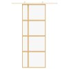 Posuvné dveře zlaté 76 x 205 cm čiré ESG sklo a hliník 155190