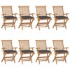 Zahradní židle s antracitovými poduškami 8 ks masivní teak 3072904