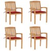 Stohovací zahradní židle s poduškami 4 ks masivní teak 3073216
