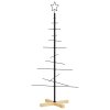 Kovový vánoční stromeček s dřevěnou základnou černý 120 cm 359603