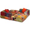 3místný modulární pouf patchwork textil 244979
