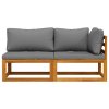 2dílná sedací souprava s tmavě šedými poduškami masivní akácie 311856